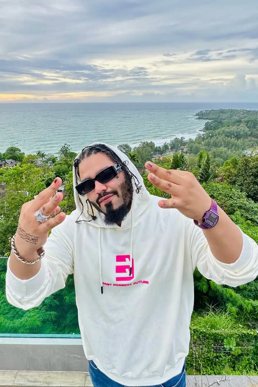 Past Present Future Football Match Hoodie Off White